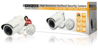 Beveiligingscamera met Sony Effio digitale signaal processor en varifocale lens